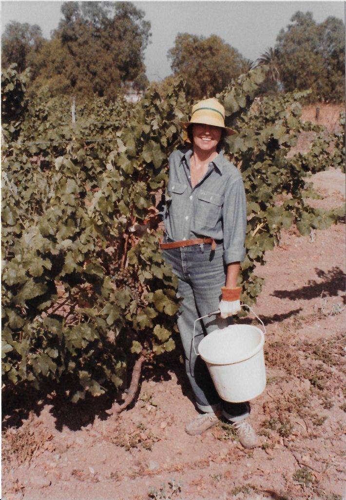 Gloria Taylor in the vineyard