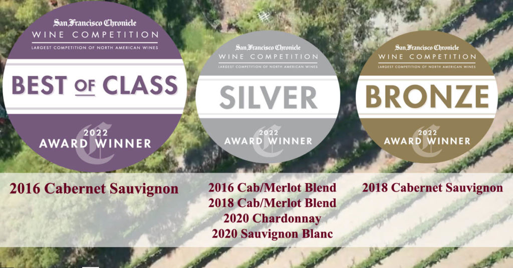 Retzlaff awards of Silver, Bronze, and Best of Class at 2022 SF Chronicle Wine Competition