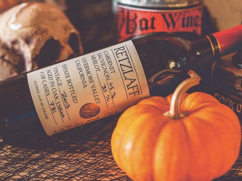 wine bottle and pumpkin